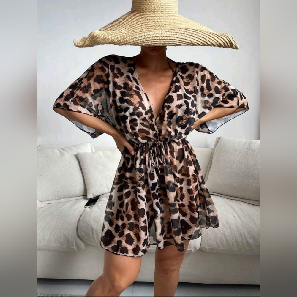 Leopard Print Swim Cover-Up